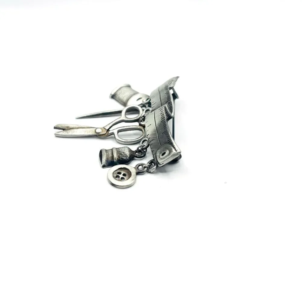 Silver Seamstress Charm Brooch